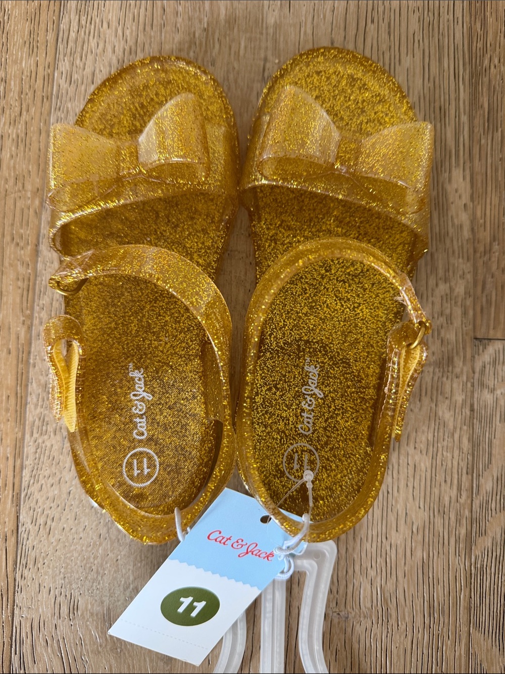 Cat & Jack Glitter Gold Jelly Sandals with Bow
